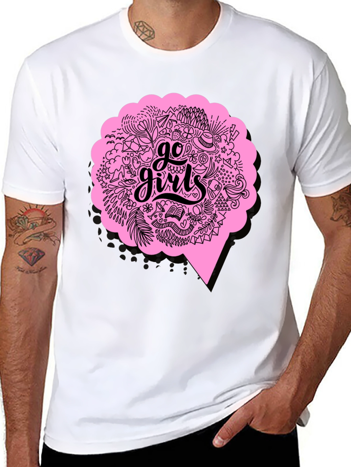 Go Girls Graphic Tee - Black Cotton T-Shirt
