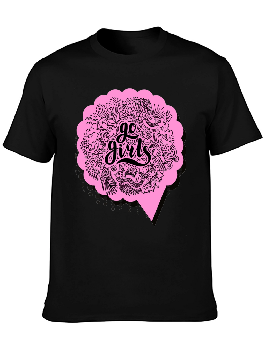 Go Girls Graphic Tee - Black Cotton T-Shirt