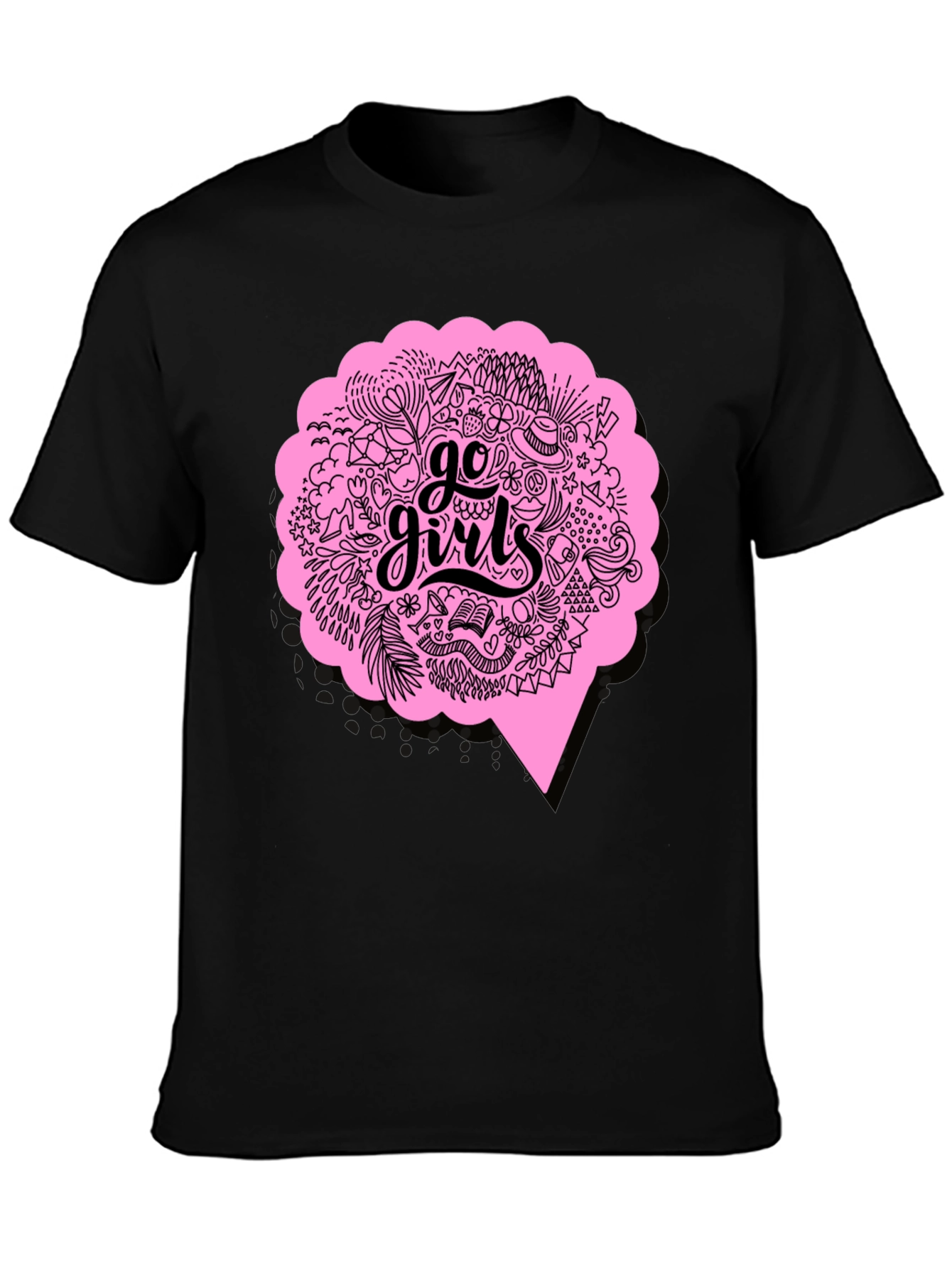 Go Girls Graphic Tee - Black Cotton T-Shirt