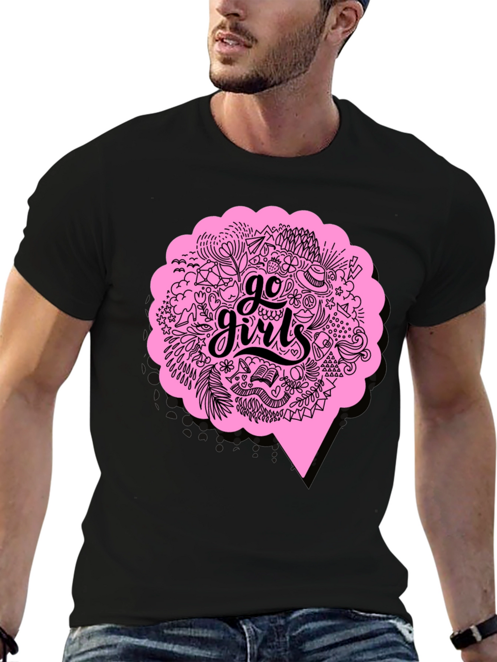 Go Girls Graphic Tee - Black Cotton T-Shirt