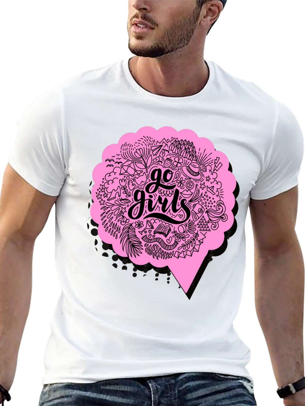 Go Girls Graphic Tee - Black Cotton T-Shirt