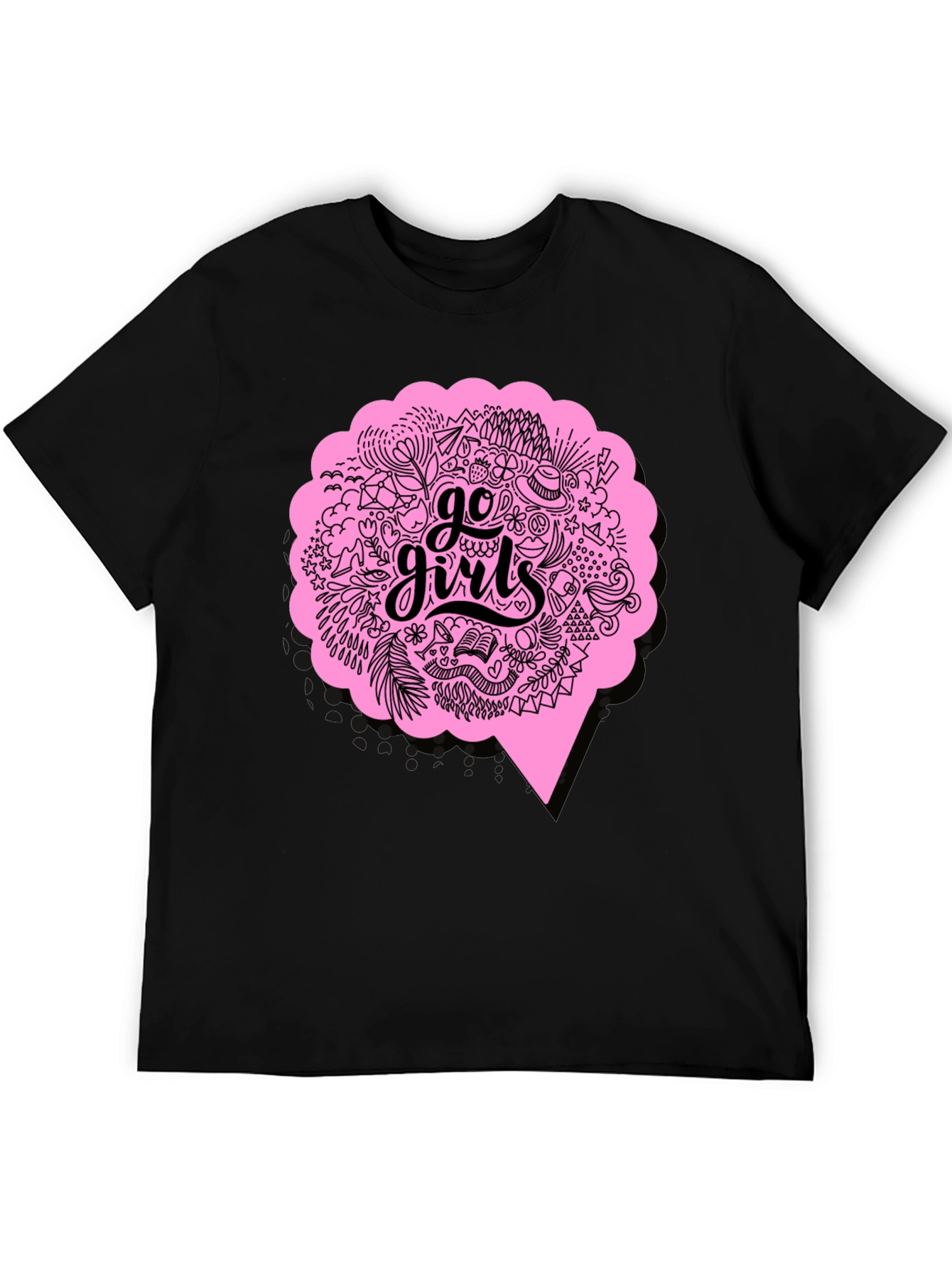 Go Girls Graphic Tee - Black Cotton T-Shirt