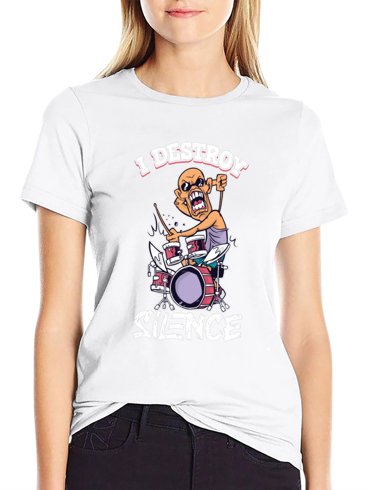 I Destroy Silence Drummer Graphic T-Shirt