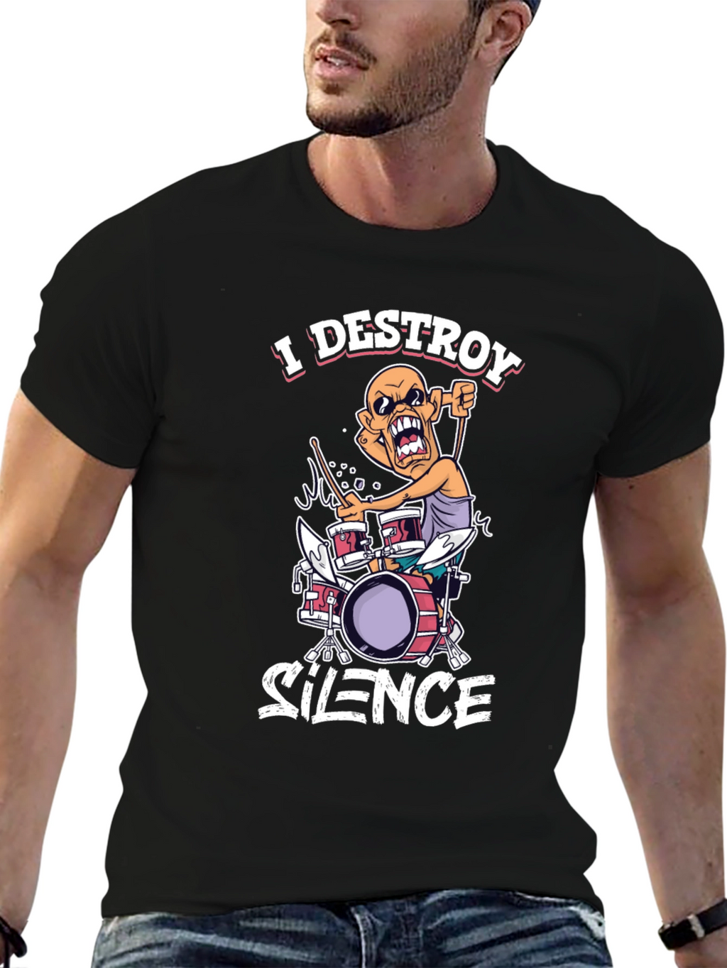 I Destroy Silence Drummer Graphic T-Shirt