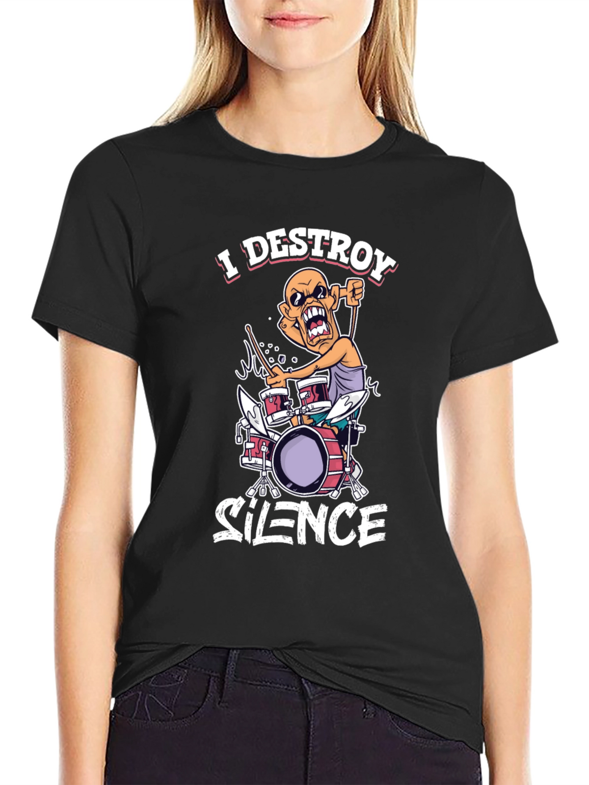 I Destroy Silence Drummer Graphic T-Shirt