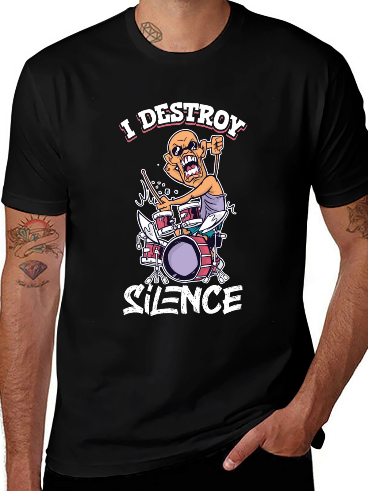 I Destroy Silence Drummer Graphic T-Shirt