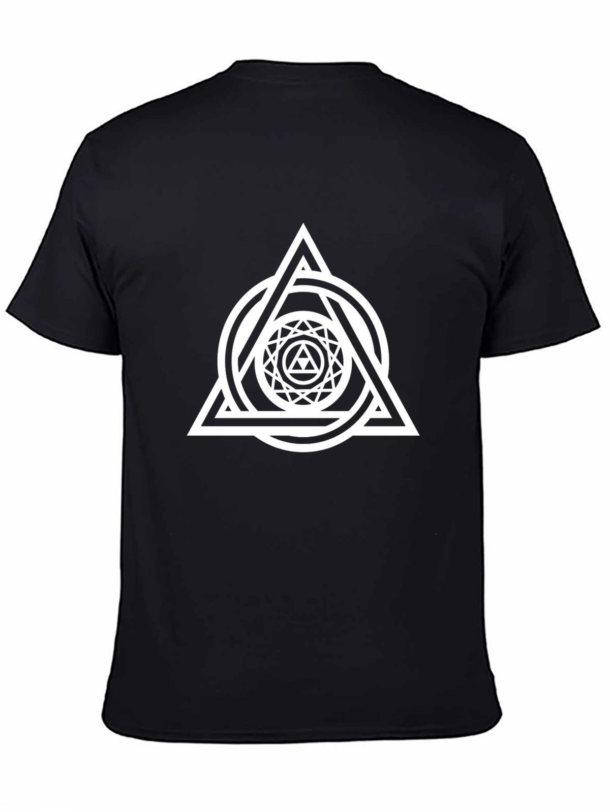 Geometric Triangle Circle Graphic Black T-Shirt