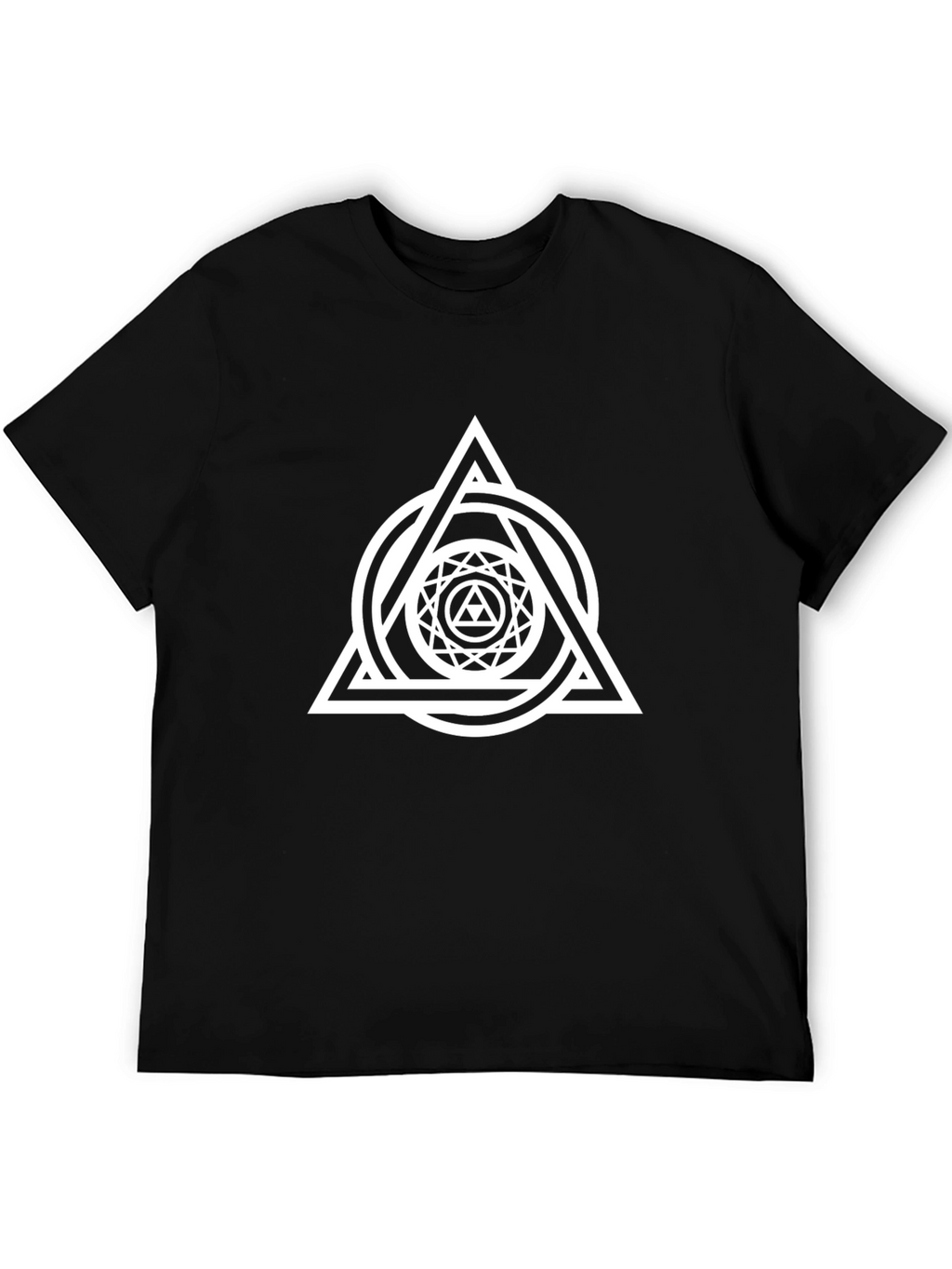 Geometric Triangle Circle Graphic Black T-Shirt
