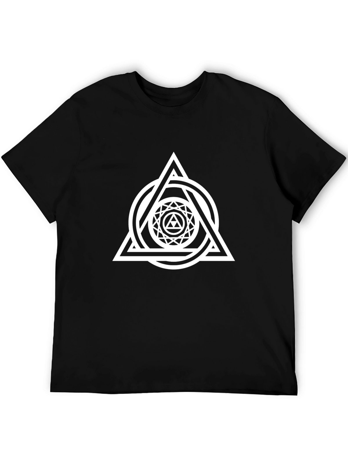 Geometric Triangle Circle Graphic Black T-Shirt
