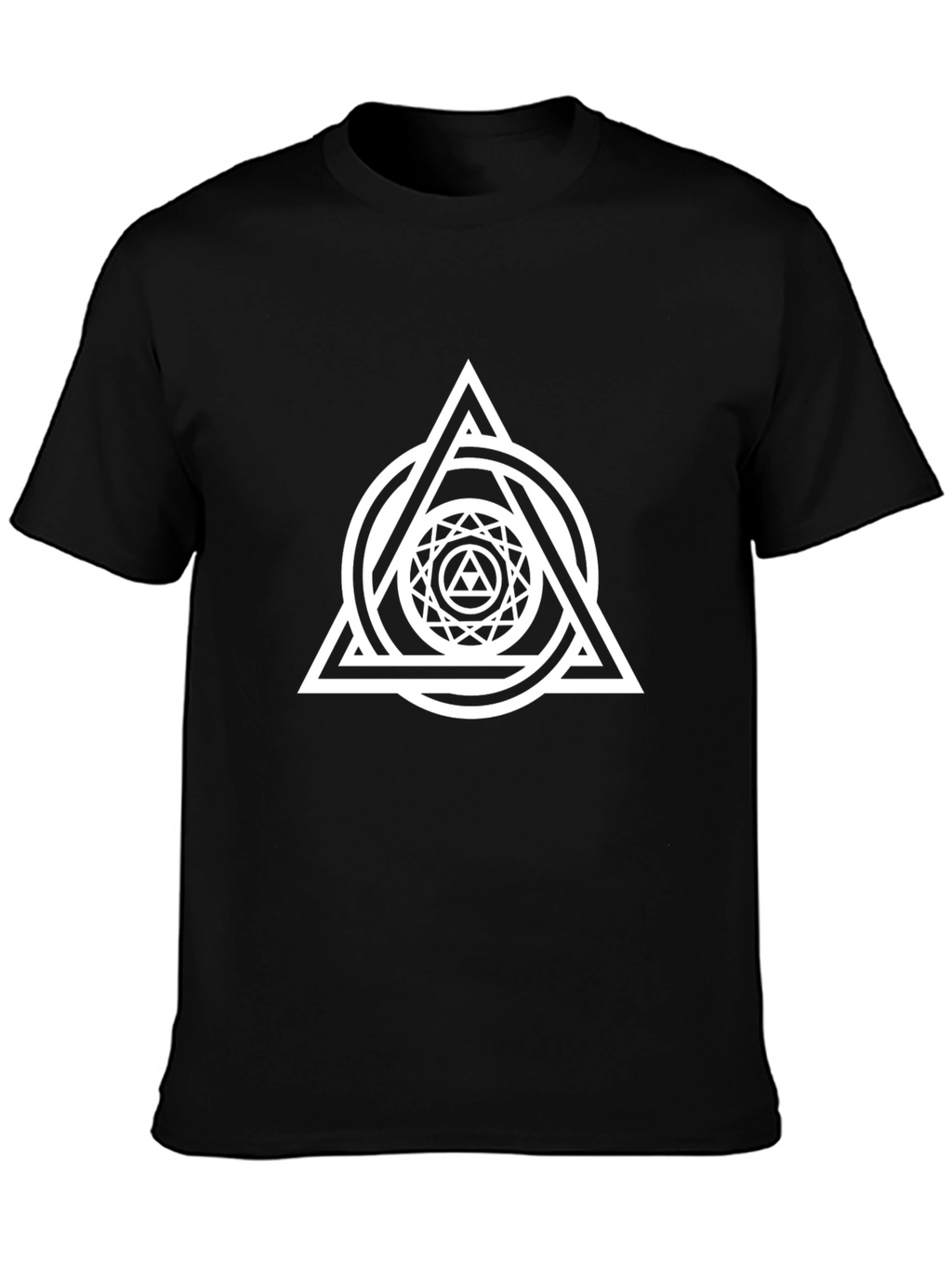 Geometric Triangle Circle Graphic Black T-Shirt