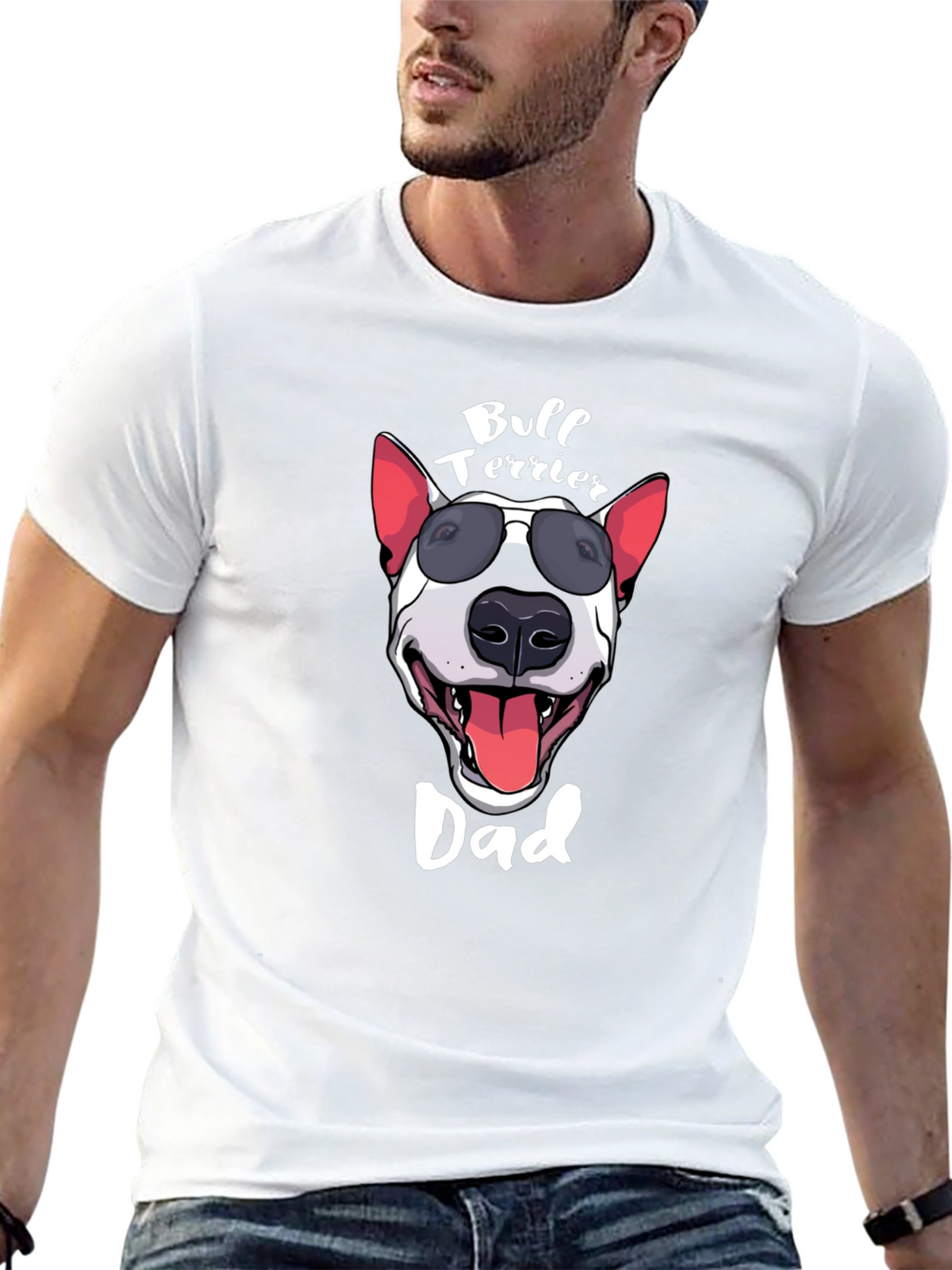 Bull Terrier Dad Graphic Tee - Black