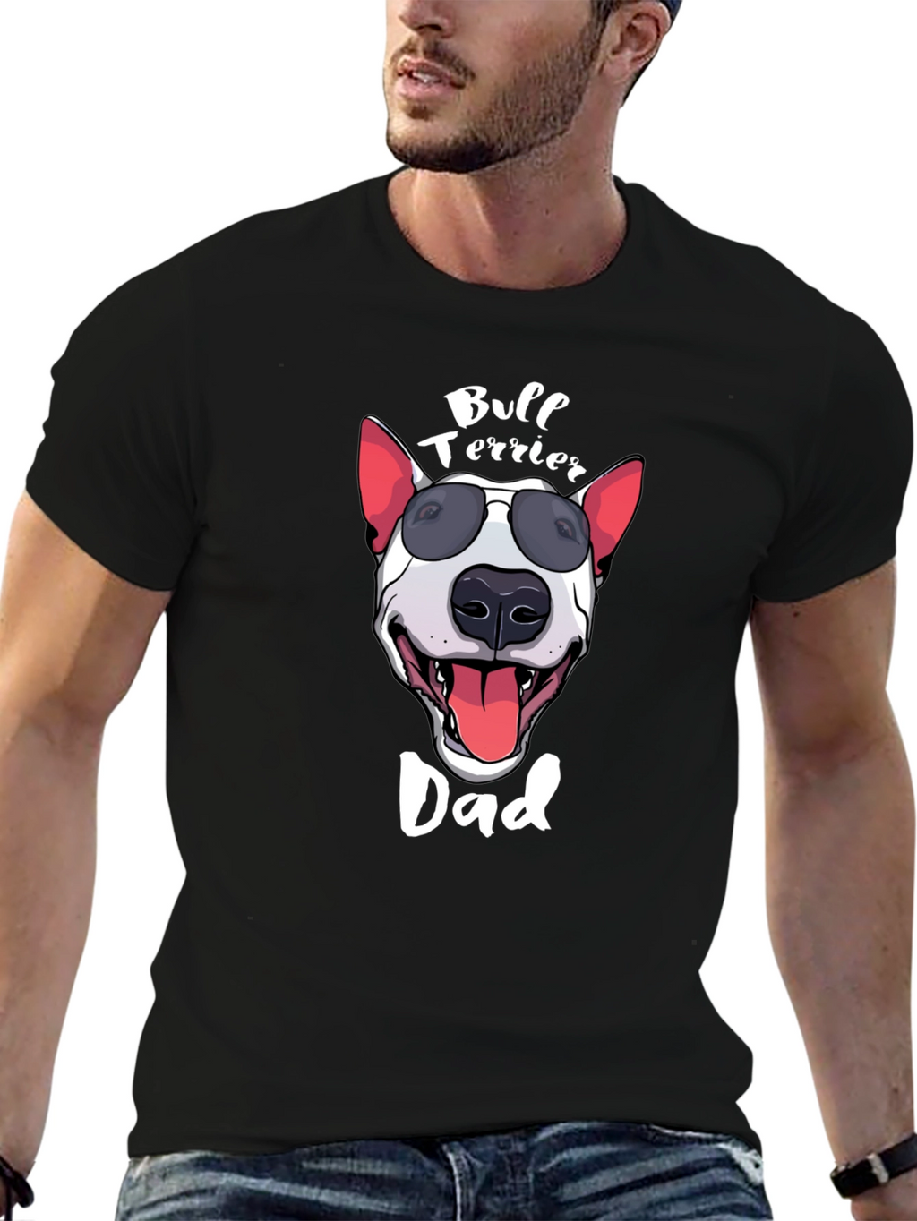 Bull Terrier Dad Graphic Tee - Black