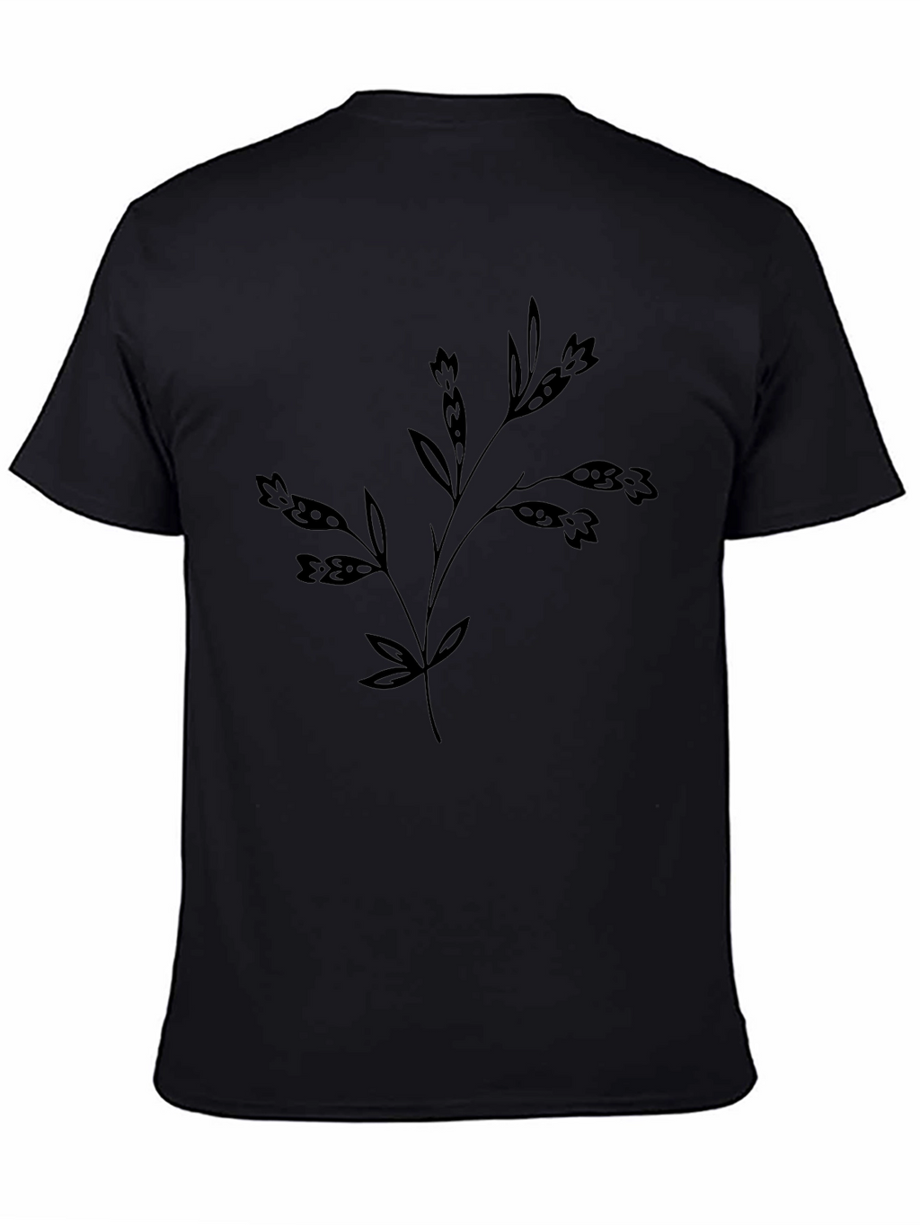 Floral Design Black T-Shirt
