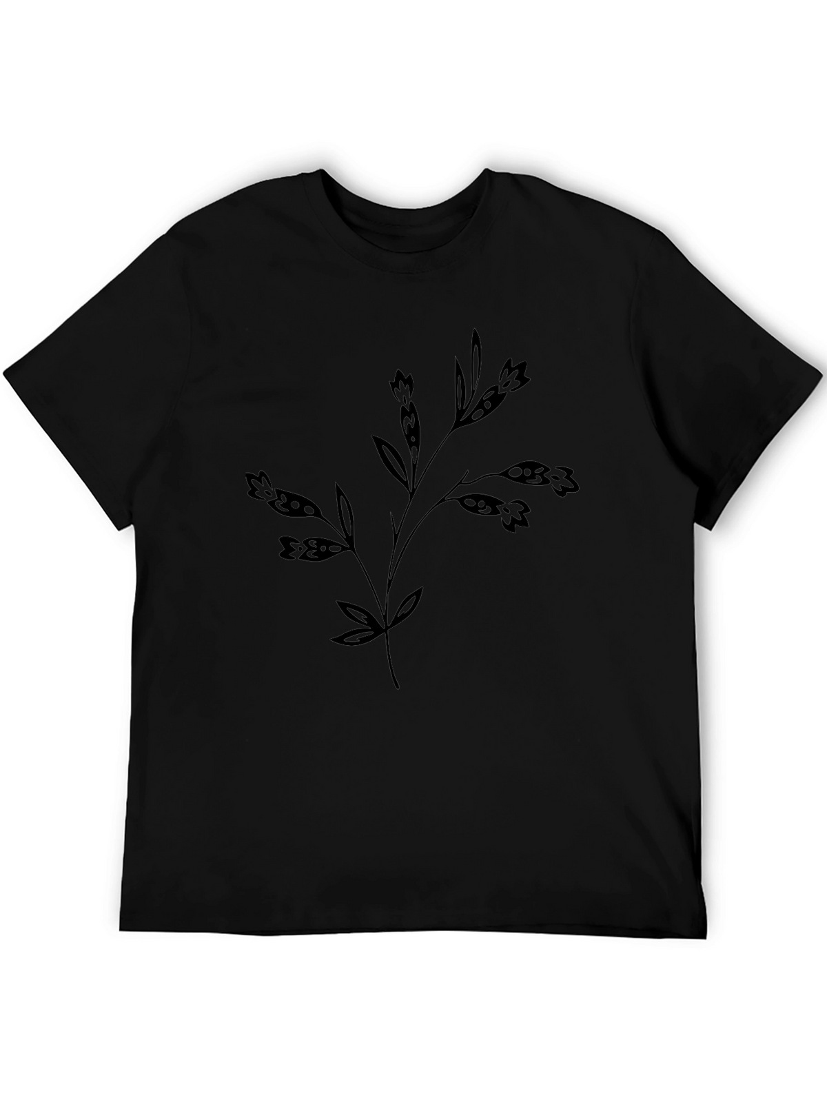 Floral Design Black T-Shirt