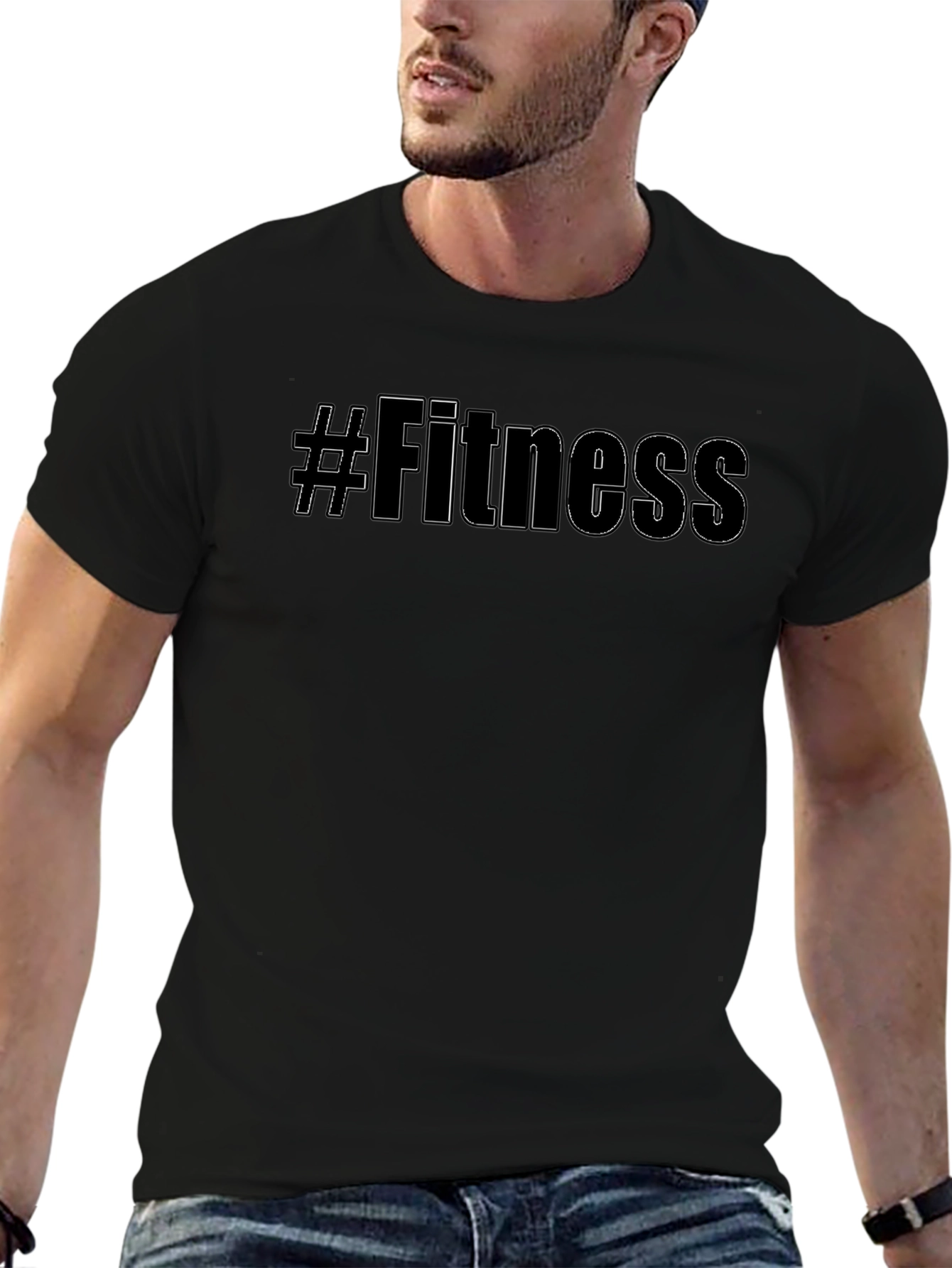 #Fitness Black Graphic Tee - Workout Motivation Shirt