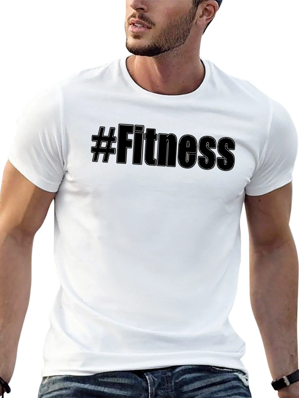 #Fitness Black Graphic Tee - Workout Motivation Shirt
