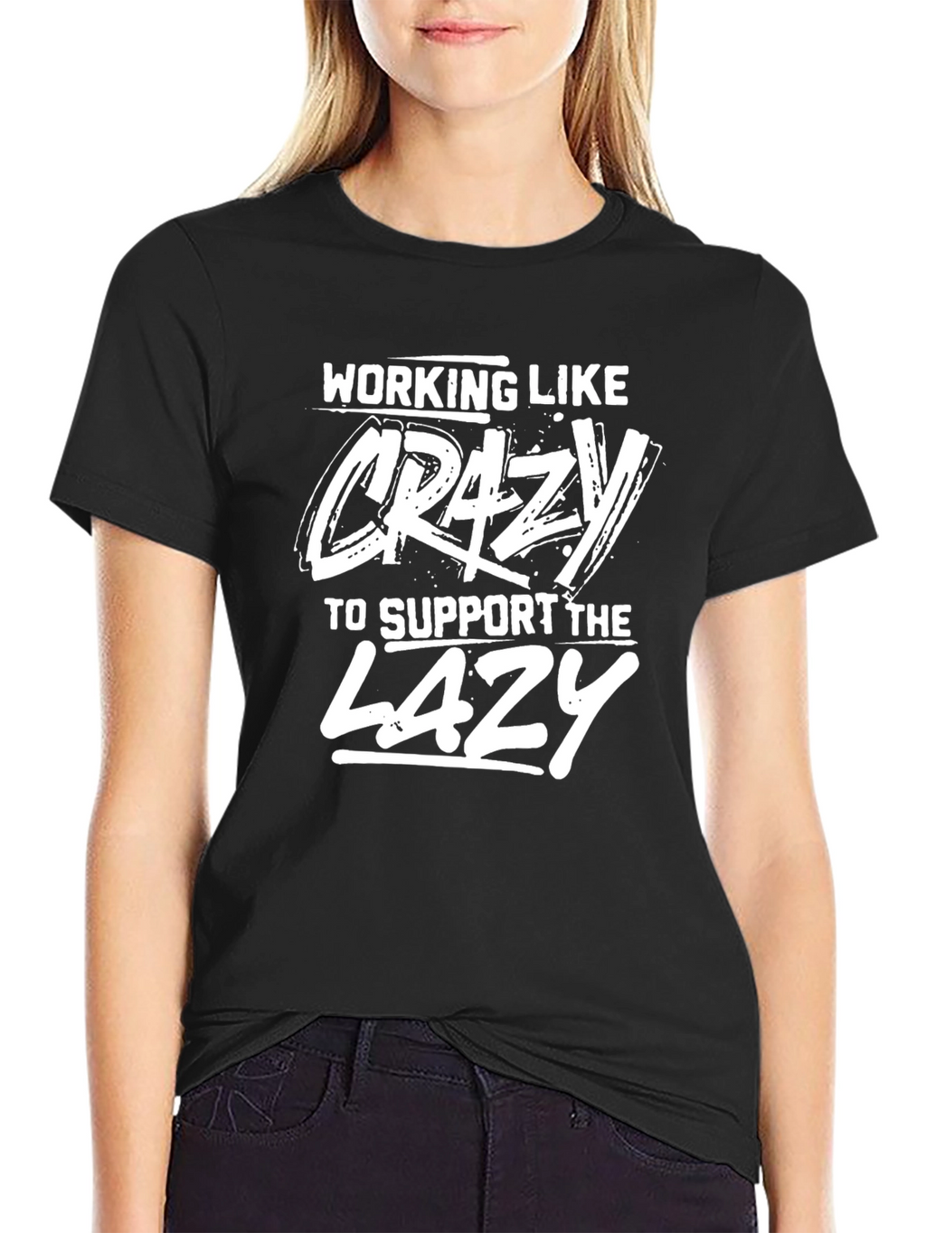 Working Like Crazy Mens Black Graphic Tee