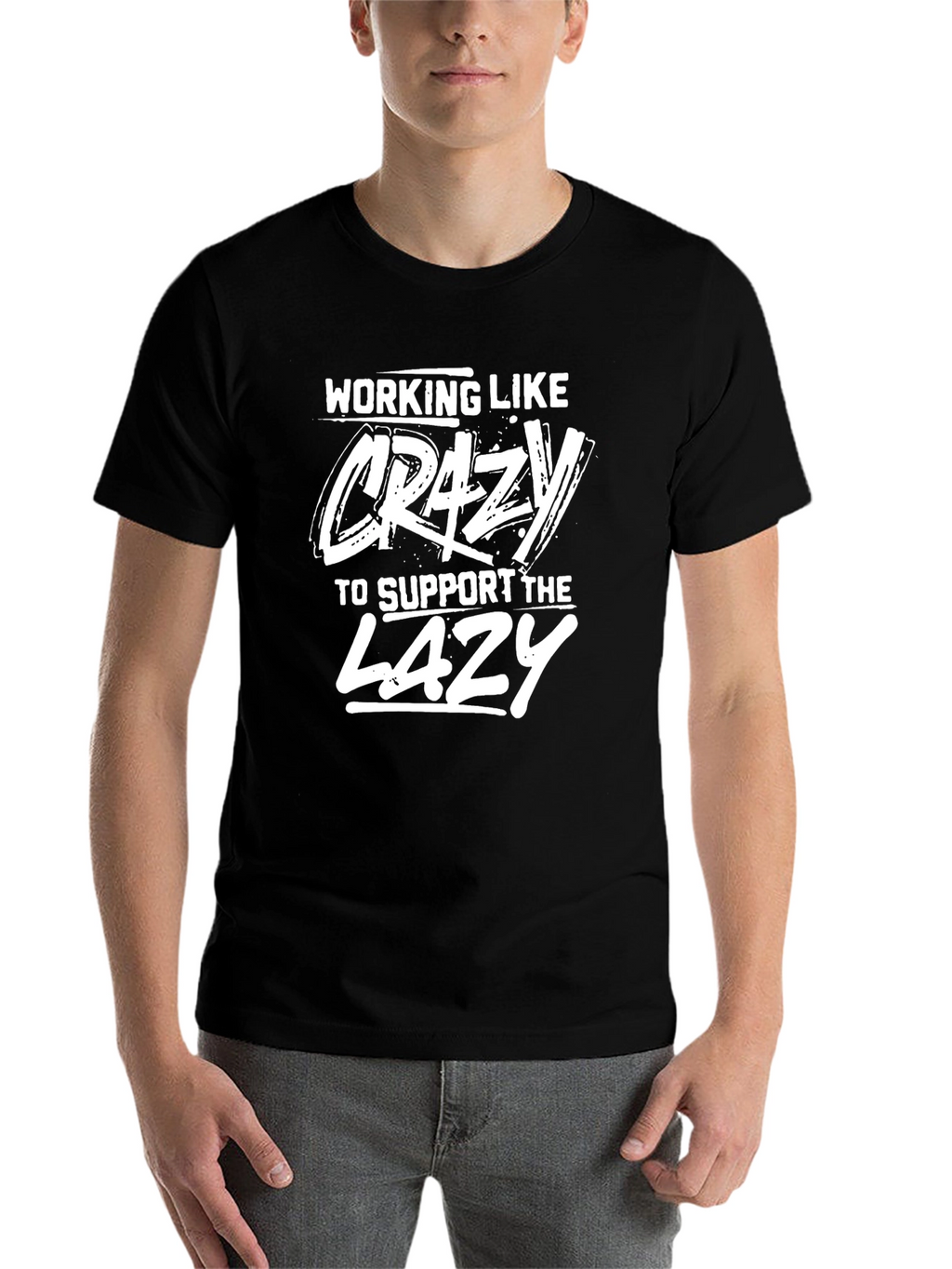 Working Like Crazy Mens Black Graphic Tee