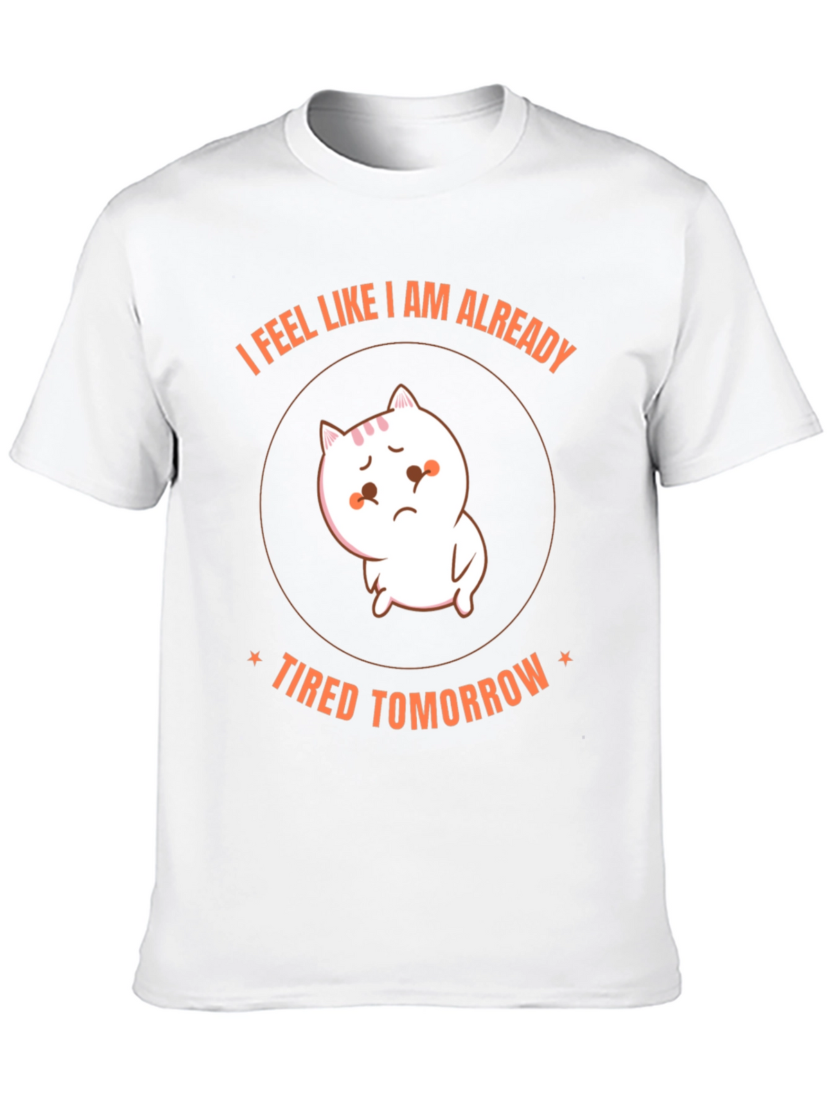 Funny Tired Cat Graphic T-Shirt