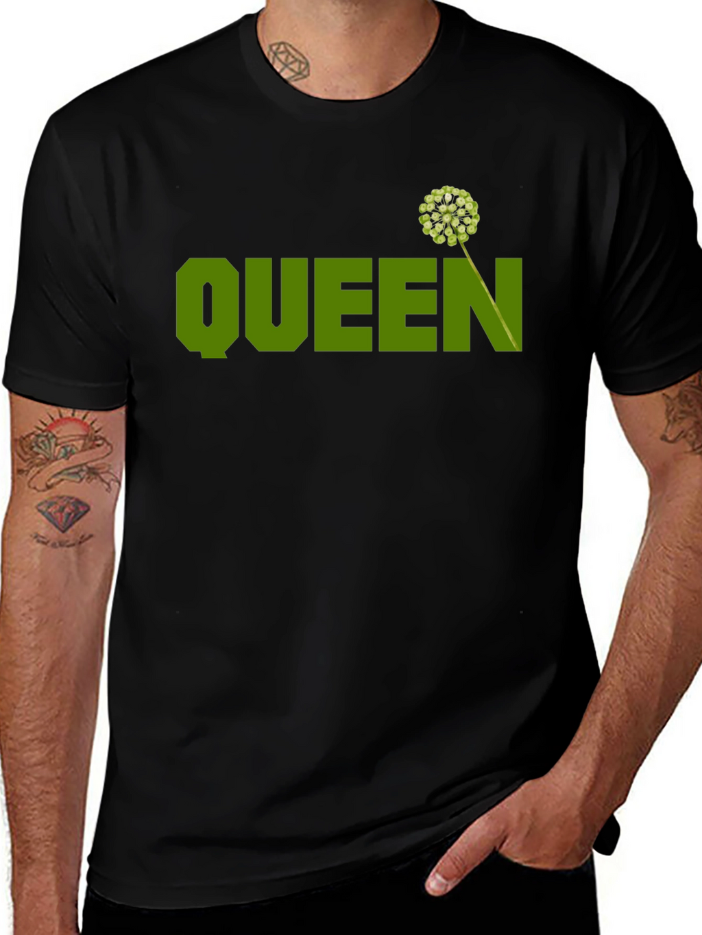 Queen T-Shirt - Black with Green Graphic