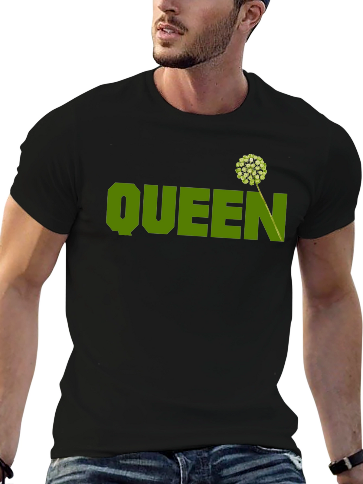 Queen T-Shirt - Black with Green Graphic
