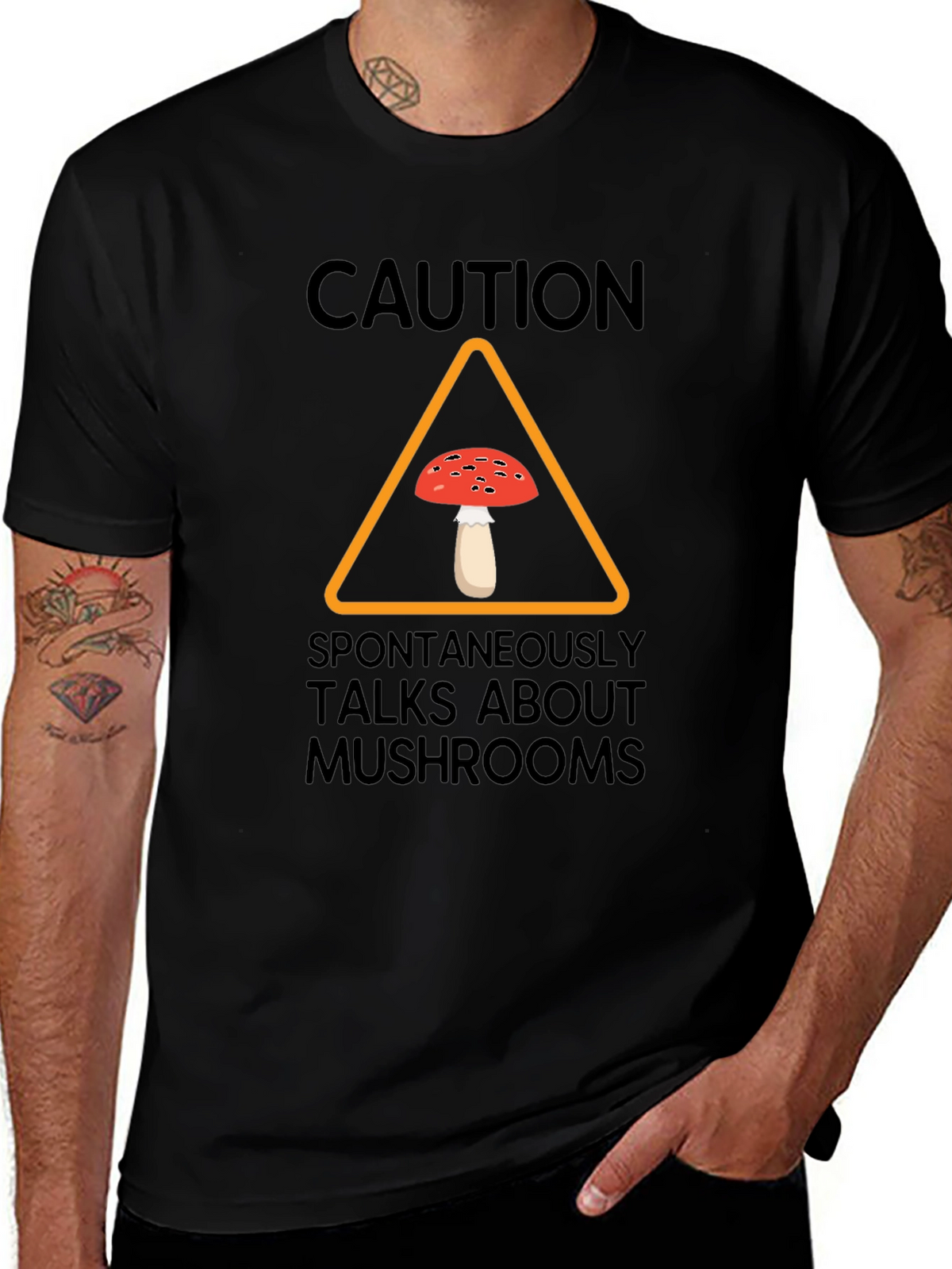 Caution Spontaneously Talks About Mushrooms T-Shirt