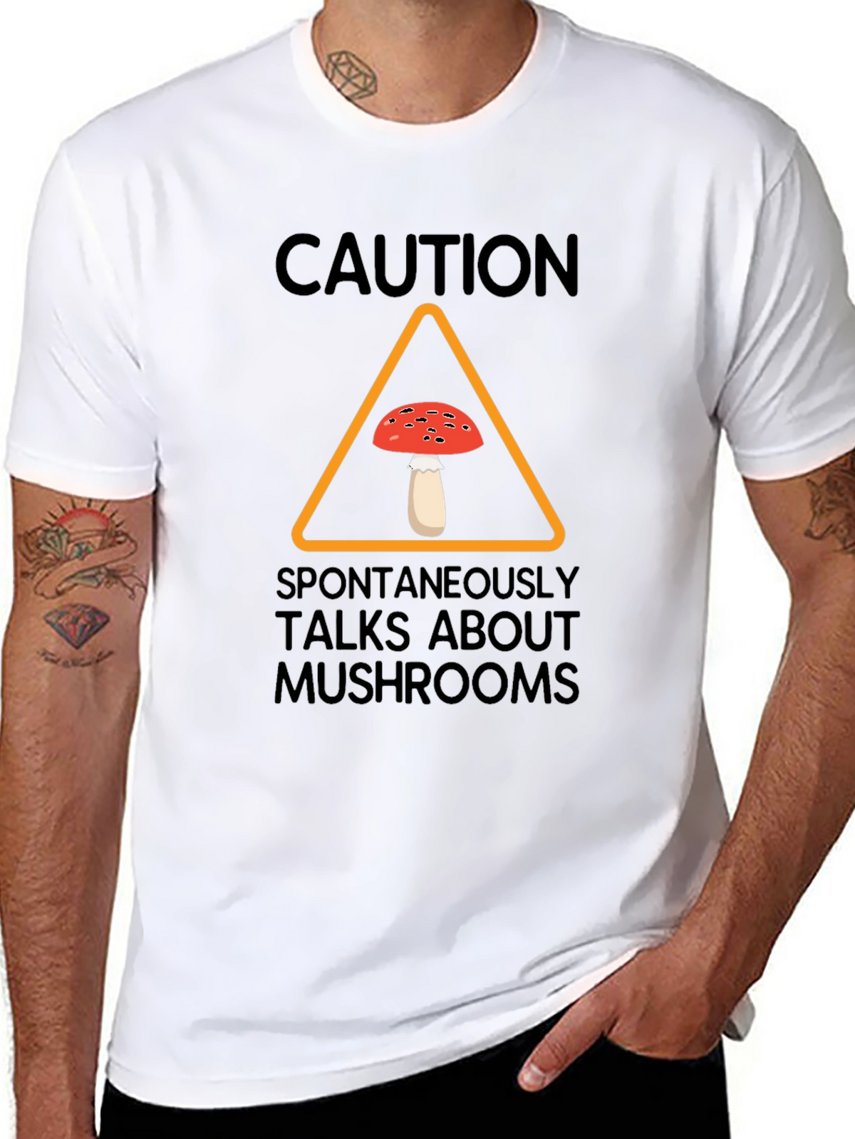 Caution Spontaneously Talks About Mushrooms T-Shirt