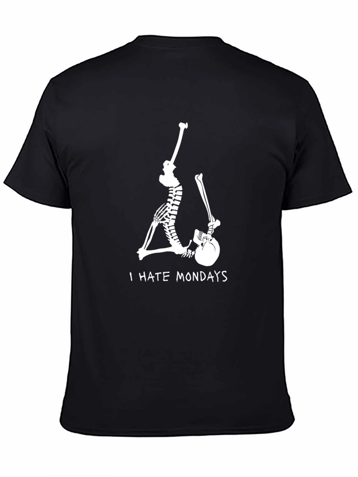 Skeleton I Hate Mondays Black Graphic Tee
