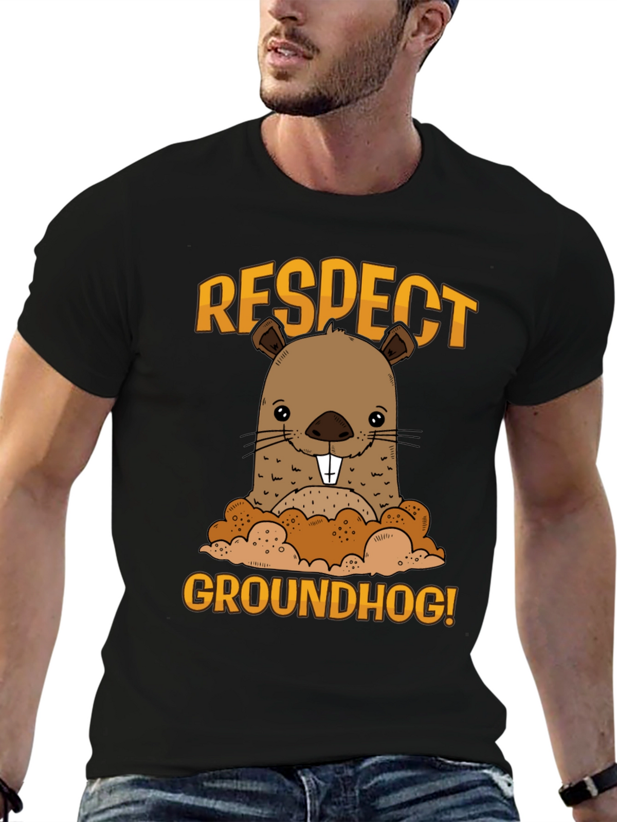 Respect Groundhog Funny Graphic T-Shirt