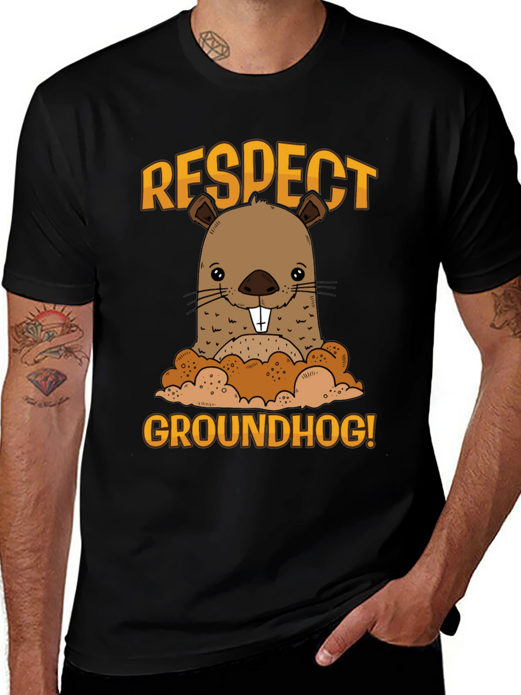 Respect Groundhog Funny Graphic T-Shirt