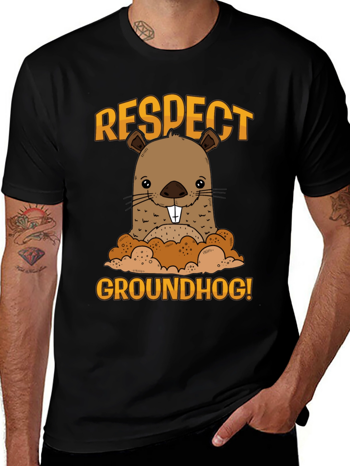 Respect Groundhog Funny Graphic T-Shirt