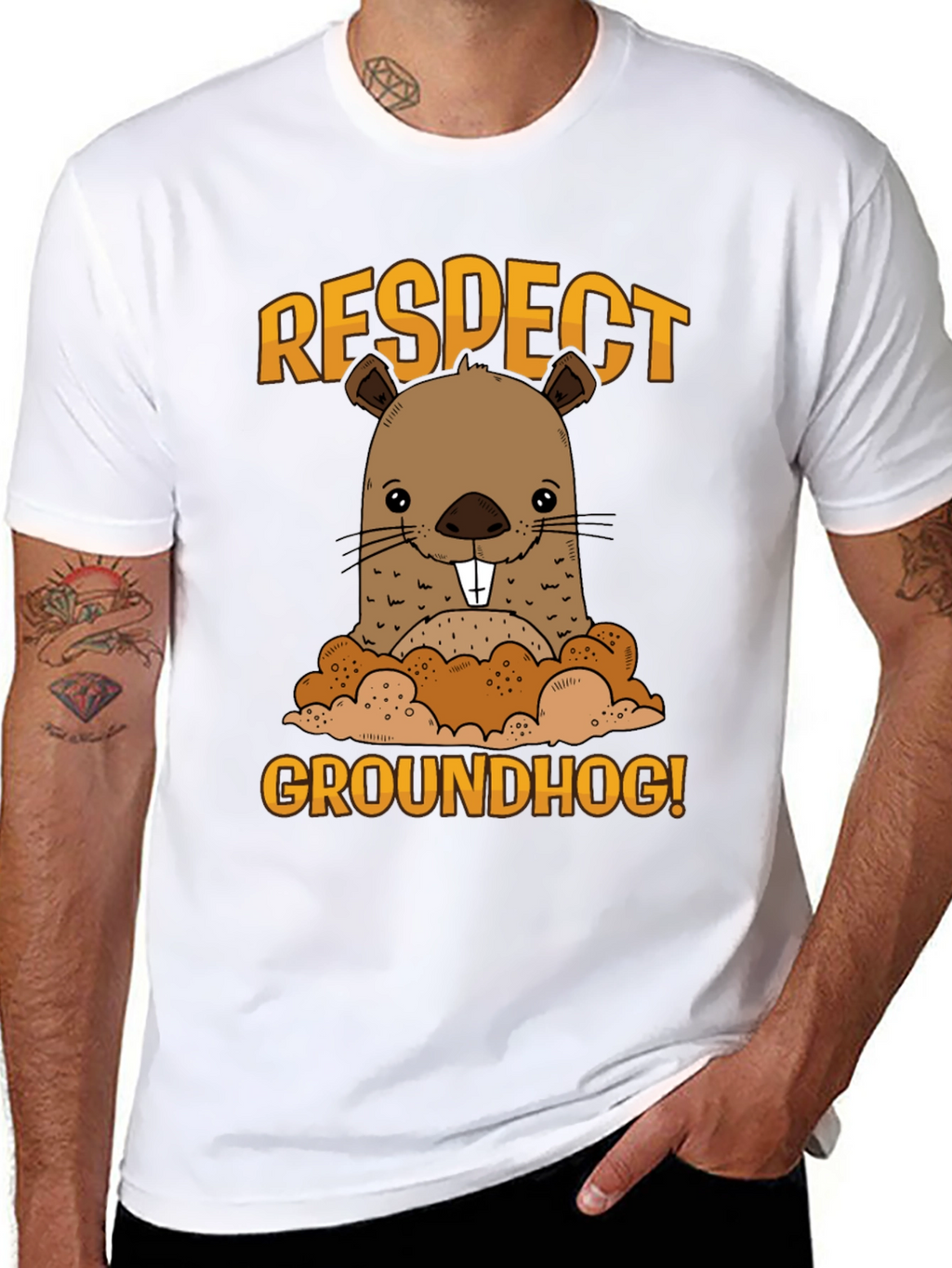 Respect Groundhog Funny Graphic T-Shirt