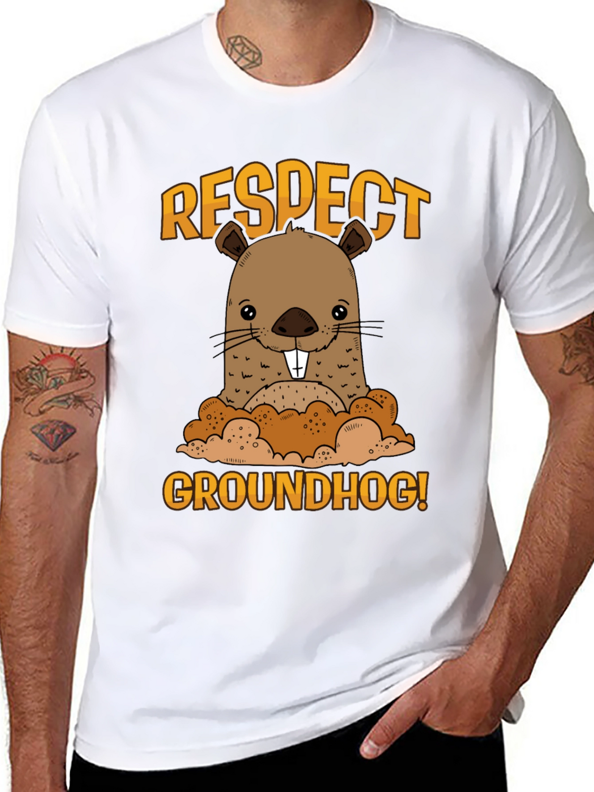 Respect Groundhog Funny Graphic T-Shirt
