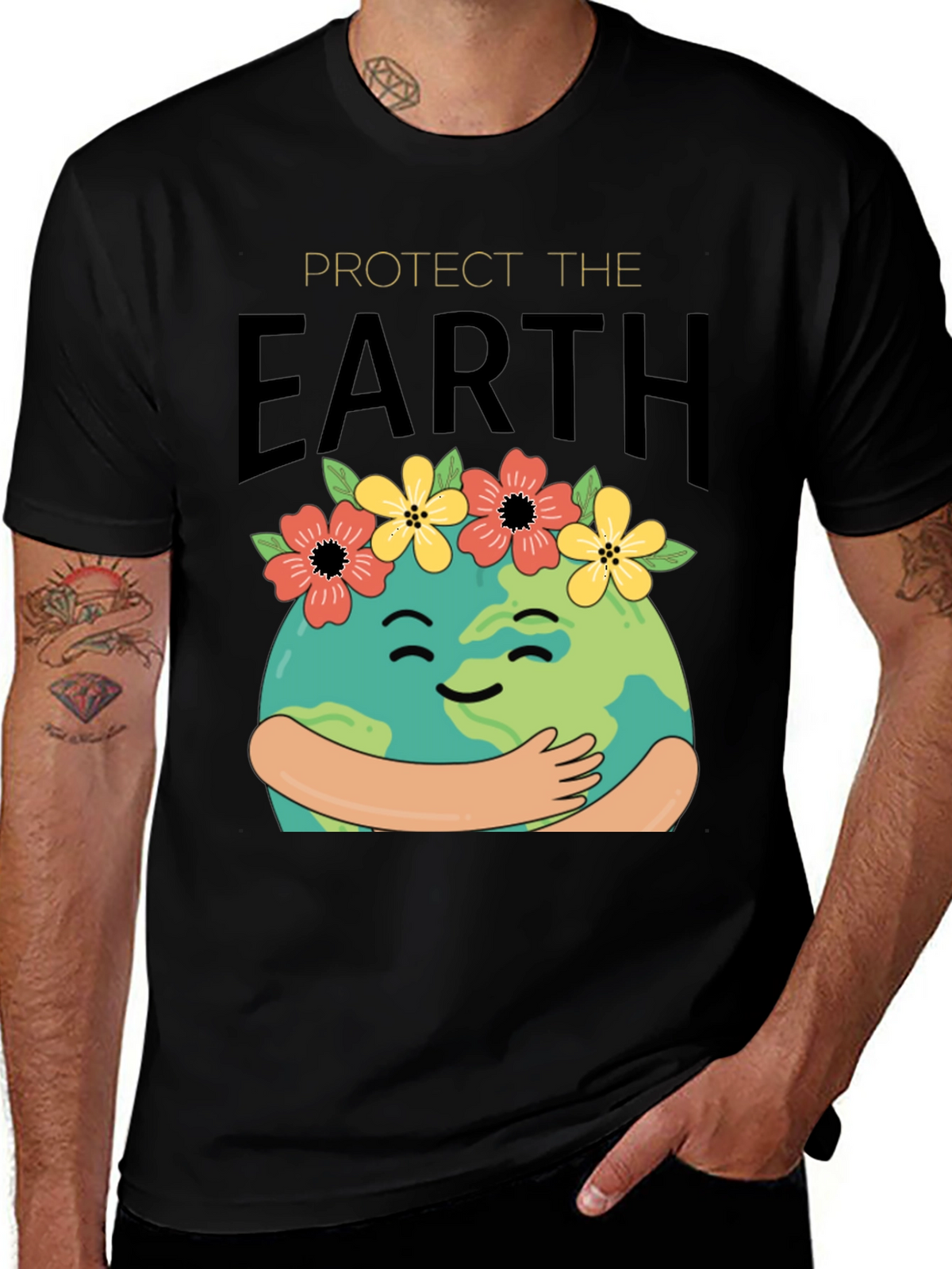 Protect The Earth T-Shirt - Hugging Globe