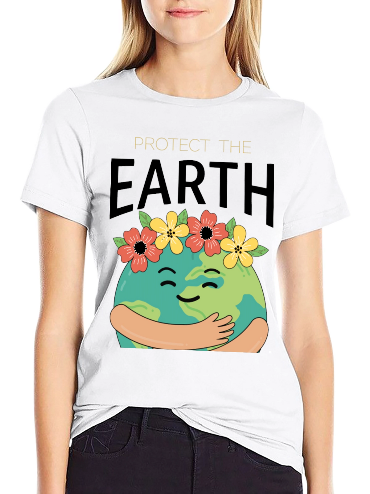 Protect The Earth T-Shirt - Hugging Globe