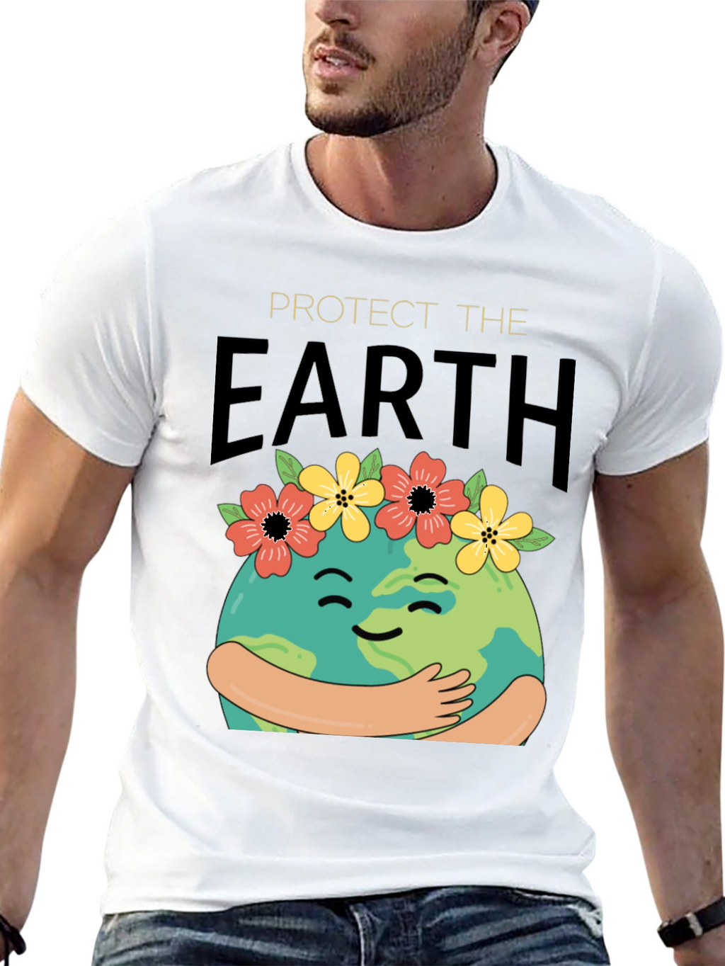 Protect The Earth T-Shirt - Hugging Globe