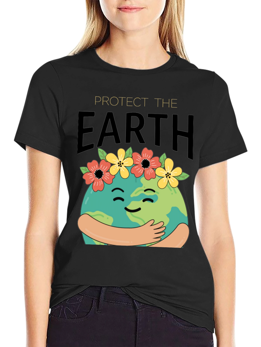 Protect The Earth T-Shirt - Hugging Globe