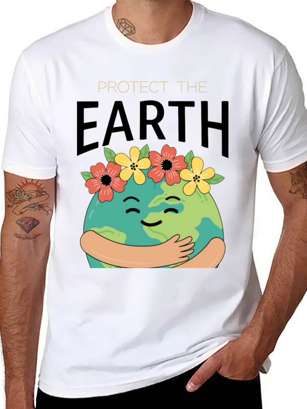Protect The Earth T-Shirt - Hugging Globe