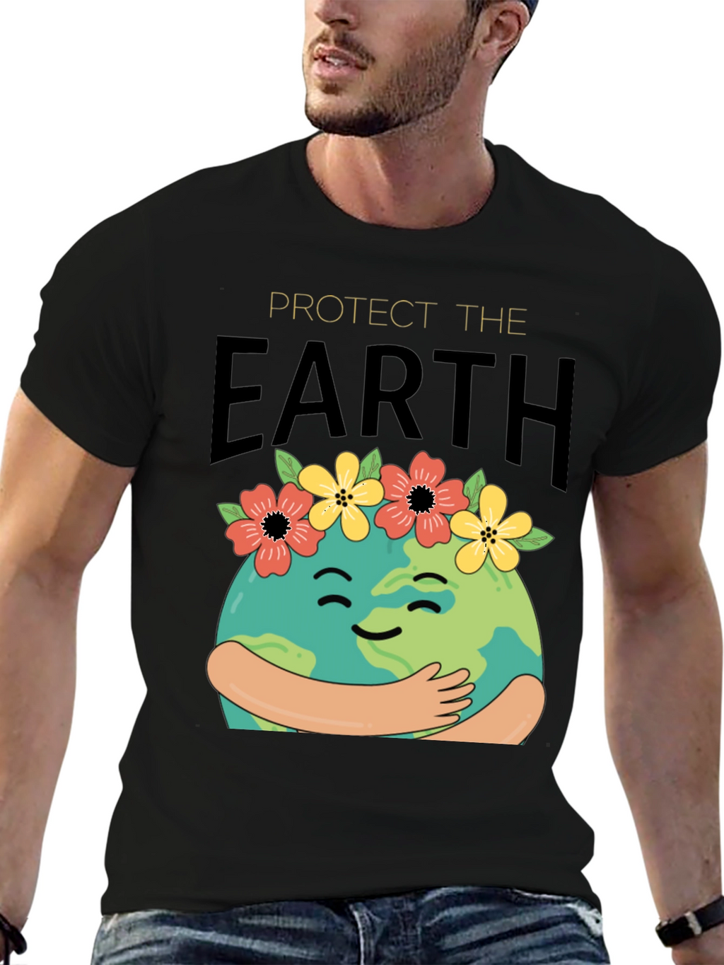Protect The Earth T-Shirt - Hugging Globe