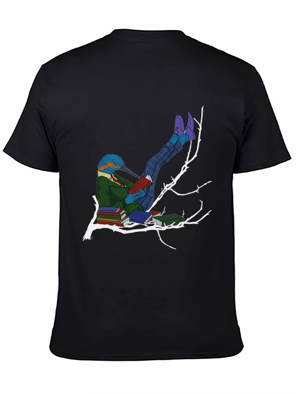 Kingfisher Reader Graphic Tee - Literary Bird T-Shirt