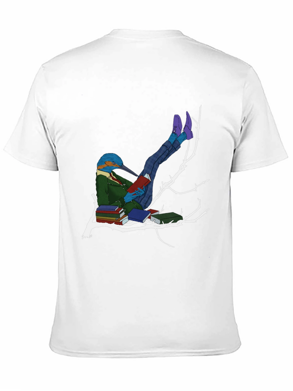 Kingfisher Reader Graphic Tee - Literary Bird T-Shirt