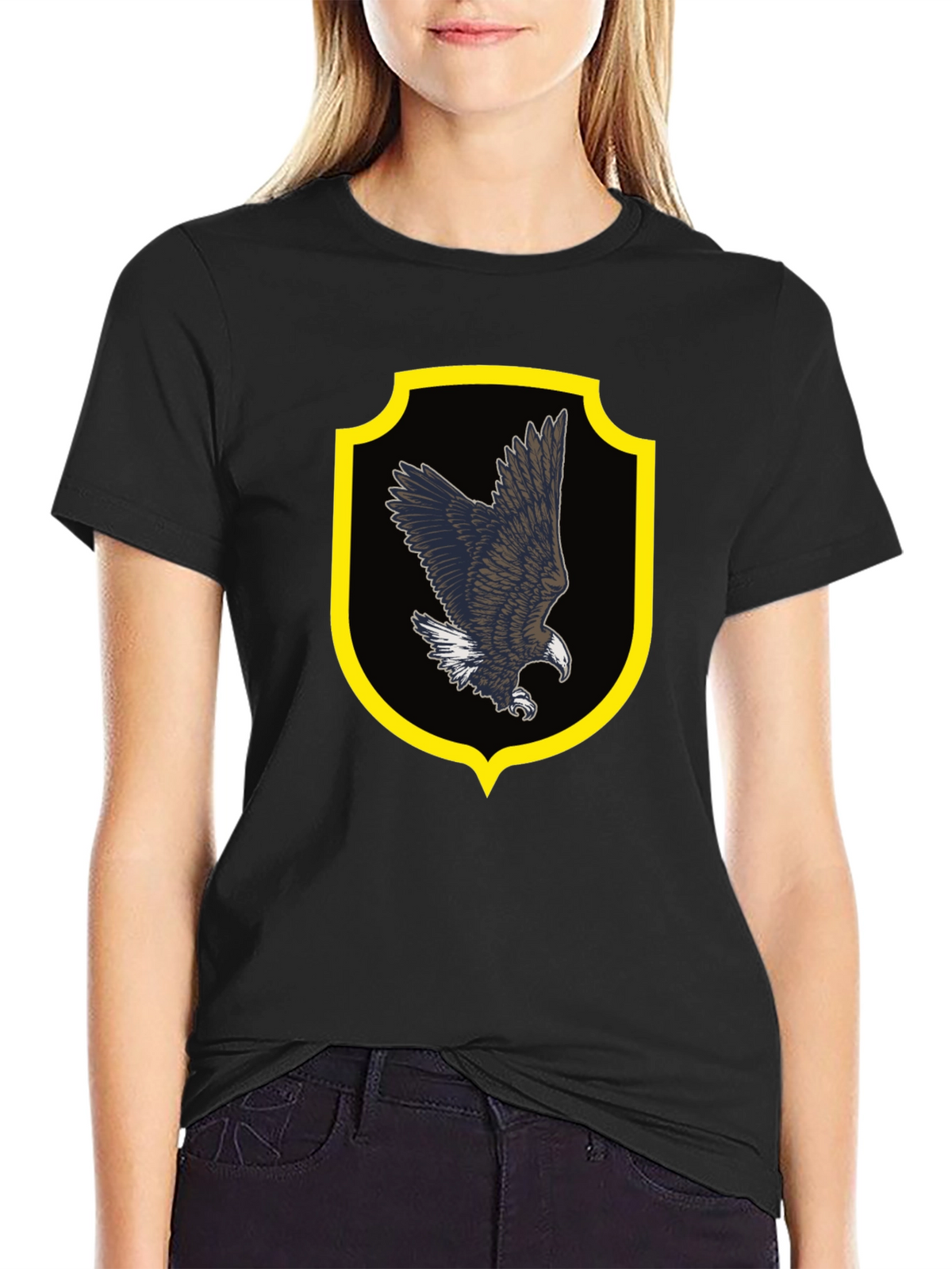 Eagle Crest Graphic Tee - Black Cotton Shirt