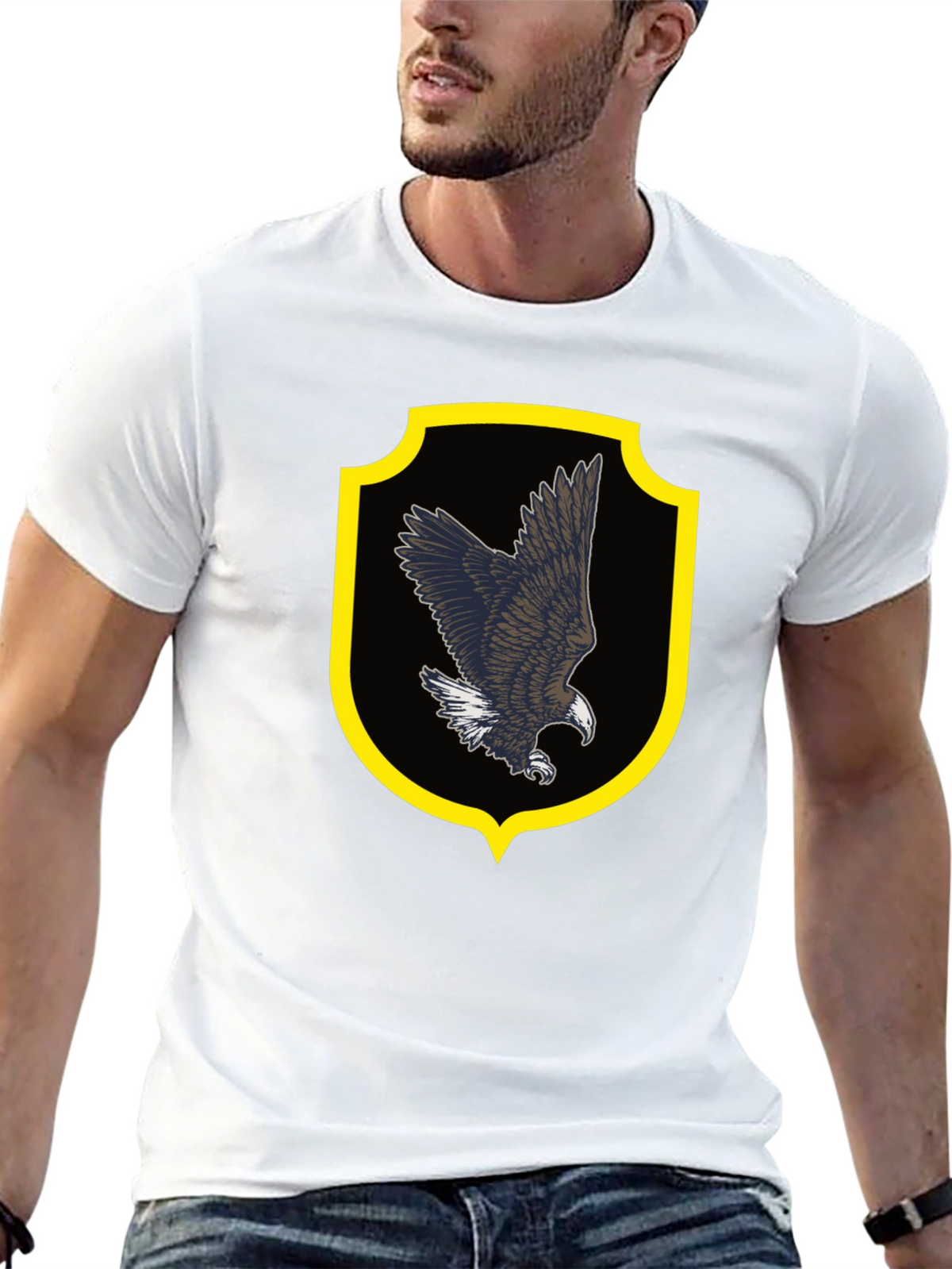 Eagle Crest Graphic Tee - Black Cotton Shirt