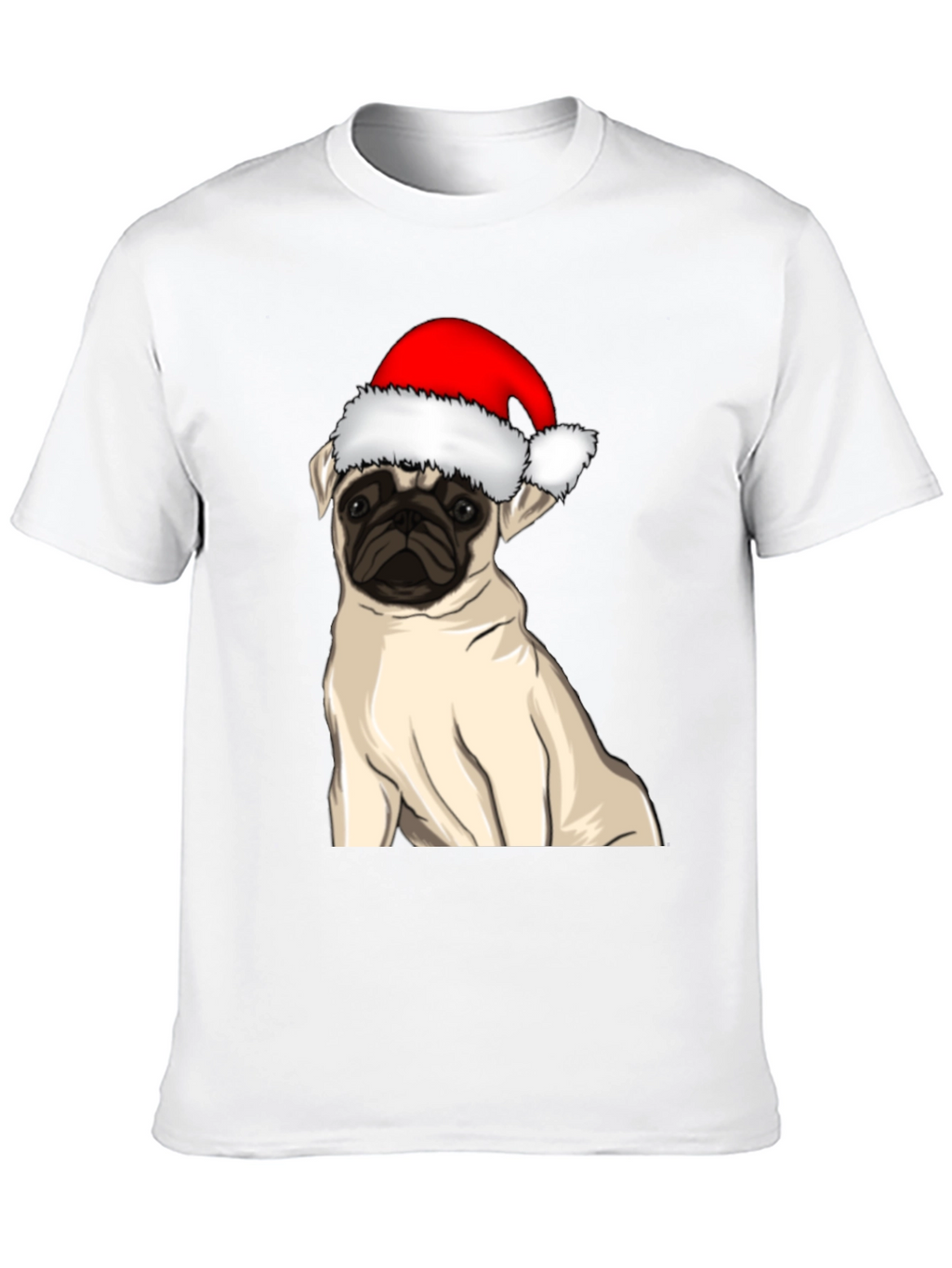 Pug in Santa Hat Graphic Tee