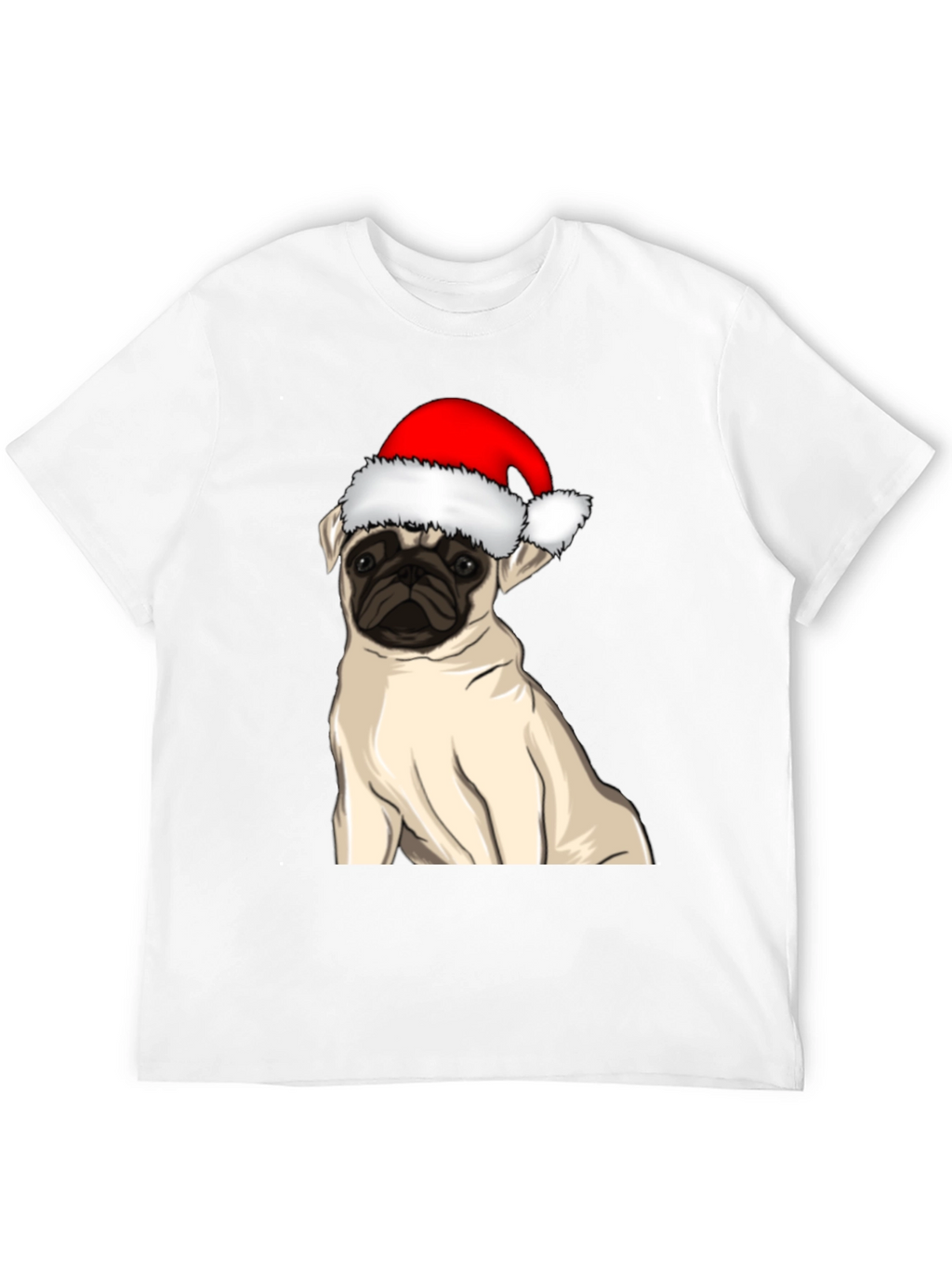 Pug in Santa Hat Graphic Tee