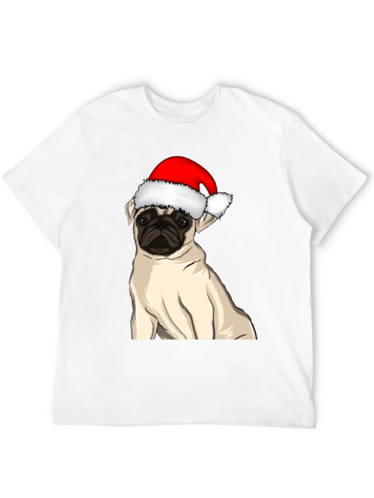 Pug in Santa Hat Graphic Tee