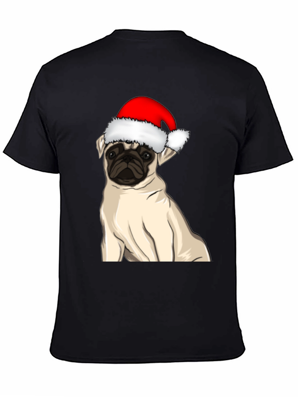 Pug in Santa Hat Graphic Tee