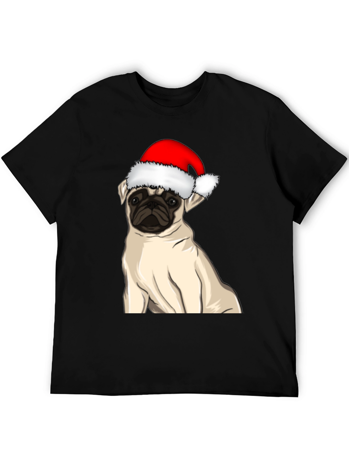 Pug in Santa Hat Graphic Tee