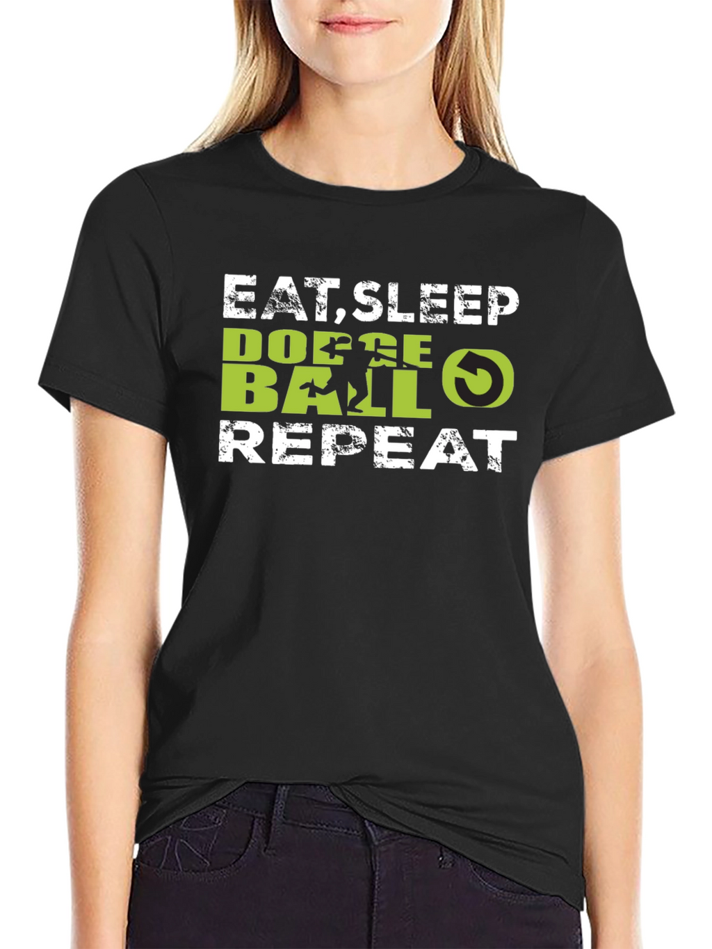 Eat Sleep Dodgeball Repeat Black T-Shirt