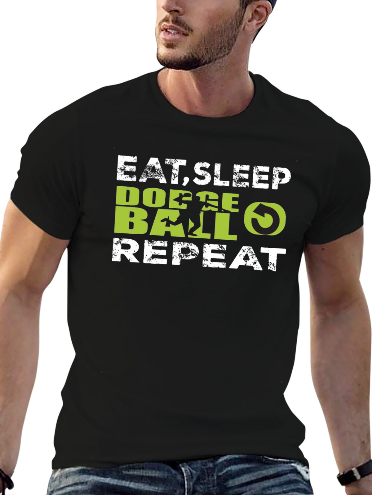 Eat Sleep Dodgeball Repeat Black T-Shirt